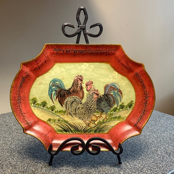 Kirkland Signature Red and Green Rooster Decorative Plate - Picture 1 of 1